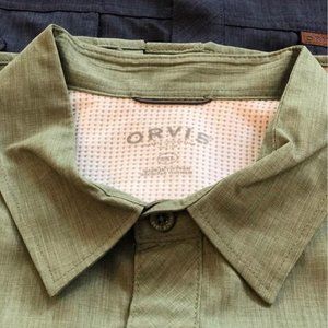 Orvis Men's Short Sleeve Woven Tech Shirt- Green